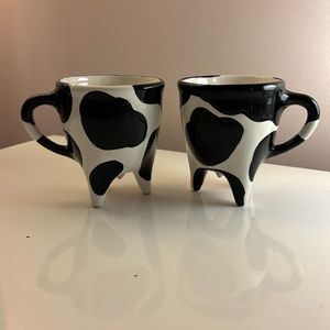 2 RARE 4” R H MACY HOLSTEIN BLACK AND WHITE Cow COFFEE  MUGS 1995.